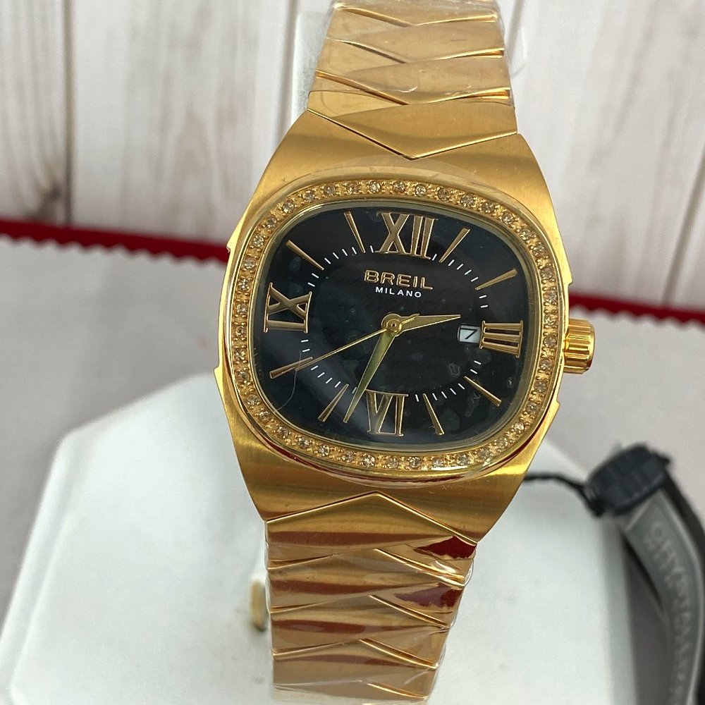 Italian Breil Milano Roman Numeral Date Stainless Steel Watch NWTNB